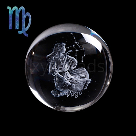 Inner Carving Constellation Glass Crystal Ball Diaplay Decoration PW-WG22452-07-1