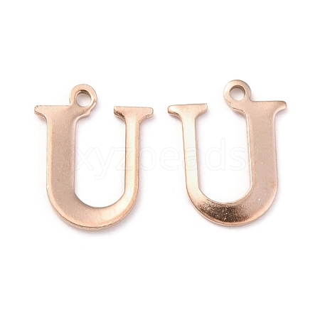 Ion Plating(IP) 304 Stainless Steel Alphabet Charms STAS-H122-U-RG-1