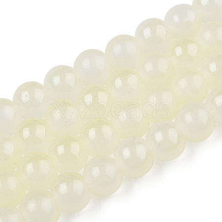 Baking Paint Imitation Jade Glass Round Bead Strands X1-DGLA-N003-8mm-03-1