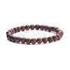 Natural Mahogany Obsidian Round Beaded Stretch Bracelet BJEW-JB07905-02-1