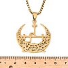 304 Stainless Steel Hollow Crescent Moon Pendant Box Chain Necklaces NJEW-M086-02G-3