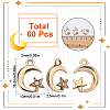SUNNYCLUE 60Pcs Moon & Star Alloy with Rhinestone Small Handmade Pendant Charms FIND-SC0006-79-2