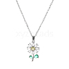 Brass Clear & Green Cubic Zirconia Daisy Pendant Necklaces for Women TY2547-3