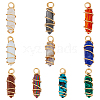 SUPERFINDINGS 10Pcs 10 Styles Mixed Gemstone Double Terminal Pointed Pendants FIND-FH0006-90-1