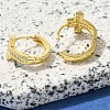 Brass Clear Cubic Zirconia Hoop Earrings EJEW-M047-03G-3