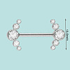 304 Stainless Steel Crystal Rhinestone Barbell Nipple Rings WG5DFA5-23-1