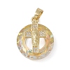 Brass Micro Pave Cubic Zirconia with Glass Pendents KK-Q815-01G-2