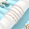 5Pcs 5 Style Natural Rose Quartz & Pearl & Shell Star Beaded Stretch Bracelets Set BJEW-JB09495-01-6