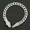 Alloy Black Rhinestone Cuban Link Chain Bracelets for Women WGC9FDE-02-1