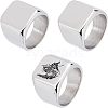 Unicraftale 3Pcs 3 Size 304 Stainless Steel Rectangle Signet Finger Rings RJEW-UN0001-26P-1