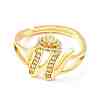 Clear Cubic Zirconia Initial Letter with Crown Adjustable Ring RJEW-M139-17W-2