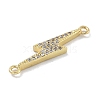 Rack Plating Brass Micro Pave Clear Cubic Zirconia Lightning Bolt Connector Charms KK-A234-067G-2