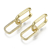 Brass Micro Pave Cubic Zirconia Dangle Huggie Hoop Earrings KK-R137-020A-NF-3