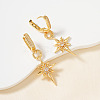 Elegant Octagonal Star Brass Clear Cubic Zirconia Hoop Earrings GJ0701-4