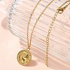 304 Stainless Steel Flat Round Cameo Pendant Cable Chain Necklaces for Women STAS-Z108-02G-02-2