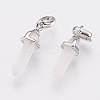 Brass Natural Rose Quartz Double Terminated Pointed Pendants KK-G343-11L-05P-2