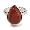 Natural Red Jasper Teardrop Adjustable Rings RJEW-K371-08S-19-3