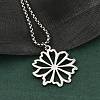 201 Stainless Steel Laser Cut Daisy Flower Pendant Box Chain Necklaces for Women NJEW-Q004-05P-1