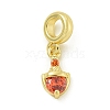 Rack Plating Brass Pave Cubic Zirconia Shield European Dangle Charms KK-Z067-44G-02-1