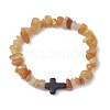 Natural Red Aventurine Chips Stretch Bracelets for Women Men BJEW-JB11341-02-2