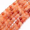 Frosted Natural Red Agate Beads Strands G-F372-6mm-1