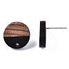 Resin & Walnut Wood Stud Earring Findings MAK-N032-008A-5