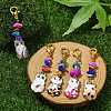 Cat Shapes Alloy Enamel Pendants Decorations HJEW-JM01768-2