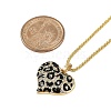 Brass Micro Pave Clear Cubic Zirconia Black Leopard Print Heart Pendant Necklaces for Women NJEW-M079-02G-5