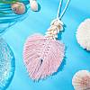 Leaf Handmade Woven Cotton Macrame Pendant Decorations HJEW-JM02824-01-2