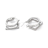 Rack Plating Square Brass Clear Cubic Zirconia Hoop Earrings EJEW-S241-11P-2