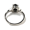 Oval Natural Black Agatee Adjustable Rings RJEW-Q818-01P-06A-4