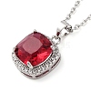 Square Brass Pave Cubic Zirconia Pendant Necklaces for Women NJEW-G156-02P-09-1