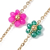 Colorful Glass Beaded Flower Link Chains AJEW-JB01209-01-3