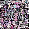 56Pcs Pvc Adhesive Cute Pastel Goth Gothic Style Waterproof Stickers PW-WGACDF3-01-1