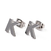 Tarnish Resistant 304 Stainless Steel Greek Alphabet Stud Earrings STAS-D007-07P-14-1