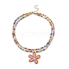 Transparent Printed Acrylic Flower Pendant Necklaces NJEW-JN04152-1