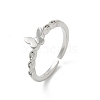 Butterfly Clear Cubic Zirconia Cuff Rings RJEW-G337-11P-4