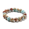 Synthetic Shoushan Stone Beaded Stretch Bracelets BJEW-D446-D-19-2