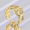 Brass Micro Pave Clear Cubic Zirconia Open Cuff Rings for Women RJEW-K289-02G-K-1