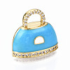 Brass Micro Pave Cubic Zirconia Enamel Pendants ZIRC-Q200-022A-NF-2