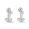 Anti-Tarnish Heart Rhodium Plated 999 Sterling Silver Cartilage Earrings for Women EJEW-S215-29P-02-2