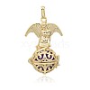 Golden Plated Brass Hollow Round Cage Pendants KK-J248-11G-2