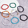 FIBLOOM 8Pcs 8 Style Natural & Synthetic Mixed Gemstone & Evil Eye Round Beaded Stretch Bracelets Set BJEW-FI0001-48-5