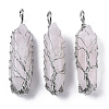 Natural Rose Quartz Big Wire Wrapped Pointed Pendants G-T133-P02G-1