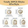 30Pcs 5 Styles Crystal Glass Rhinestone Pendants RB-TA0001-09-4