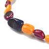 Dyed Natural Shell Nugget Beaded Stretch Bracelet for Women BJEW-JB09383-01-3