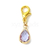 12Pcs 6 Colors Teardrop Brass Glass Pendant Decorations HJEW-JM02738-3