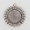 Vintage Tibetan Style Alloy Flower Pendant Cabochon Bezel Settings TIBEP-O006-31AS-2