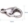 304 Stainless Steel Lobster Claw Clasps STAS-PH0010-08-WH-2