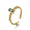 Rectangle Brass Glass Cuff Rings for Women RJEW-G340-01G-4